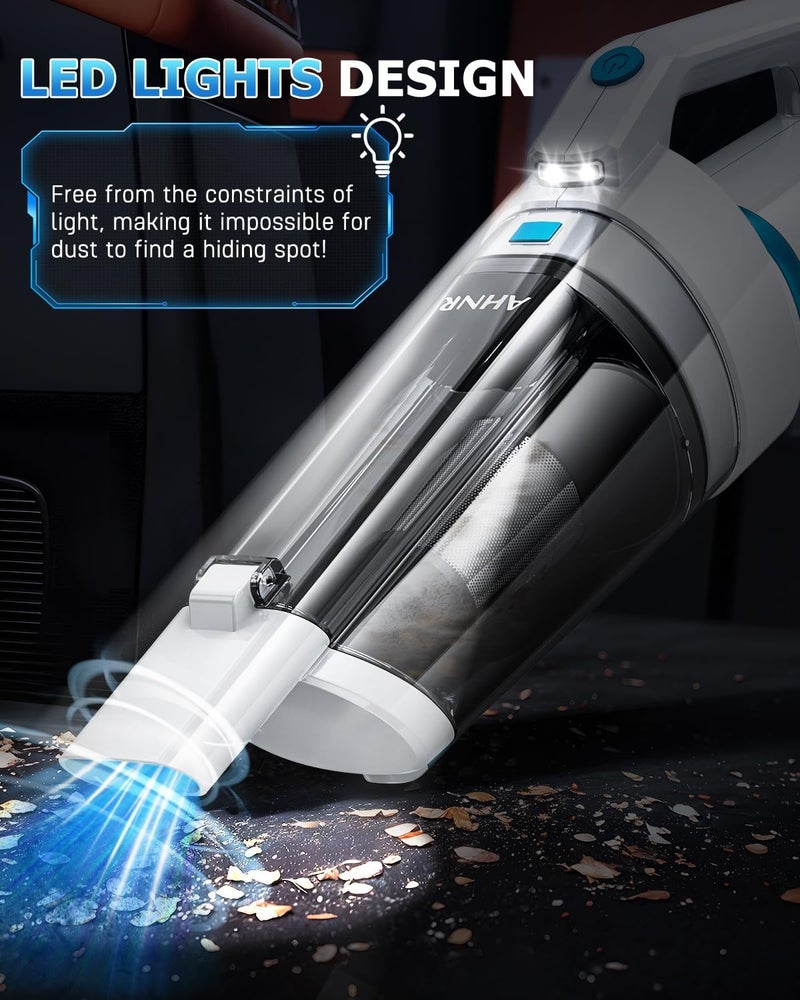 AHNR Handheld Vacuum Cordless, 16000PA Powerful Suction Hand Held Vacuum Dust Busters Cordless Rechargeable with LED Light & 2 HEPA Filters, Portable Car Vacuum Cleaner High Power for Car Home Office - Image 5